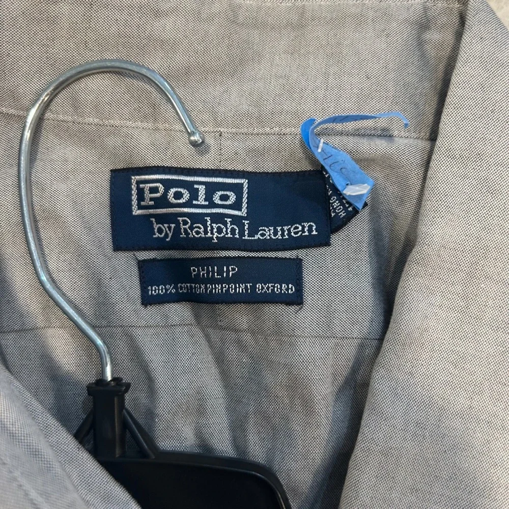 Polo Ralph Lauren Mens‎ Shirt 17.5 Gray Philip Button Down Pinpoint Oxford